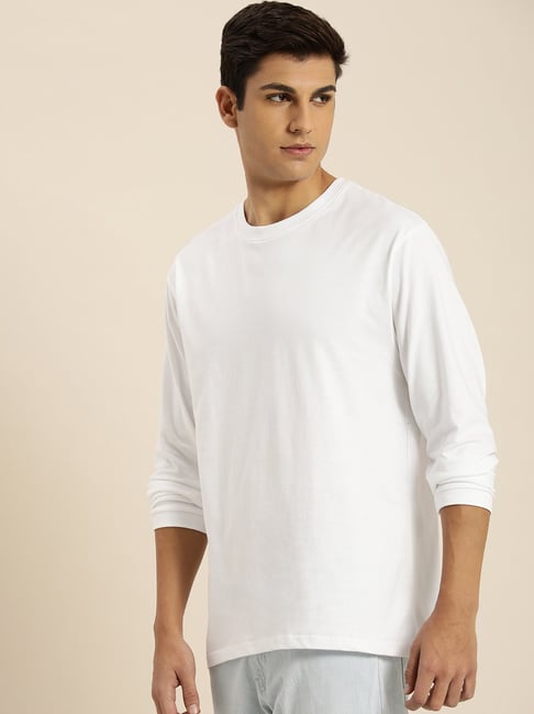 Dillinger White Cotton Loose Fit Oversized Crew T-Shirt
