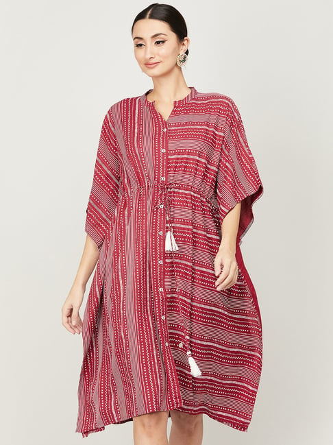 Colour Me by Melange Red Printed A-Line Dress Price in India