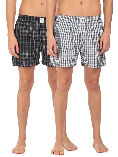 U S Polo Assn U.S. Polo Assn. Black & White Check Boxers - Pack of 2