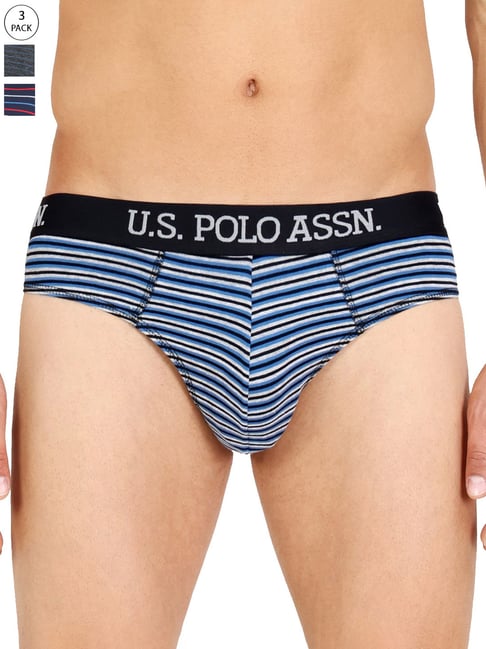 U S Polo Assn U.S. Polo Assn. Multicolor Striped Briefs - Pack of 3