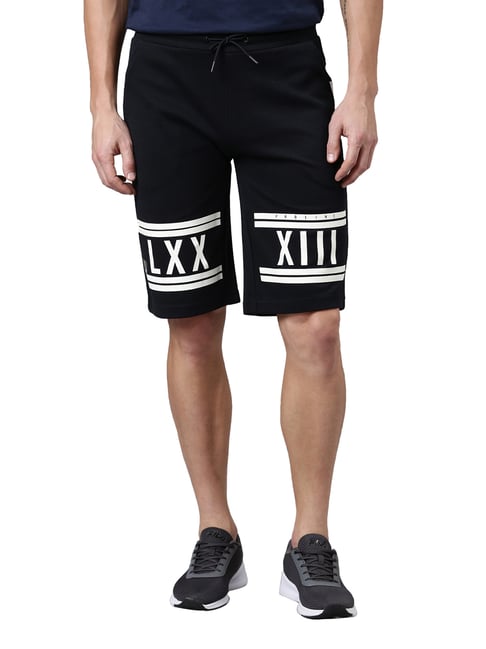 Proline Dark Navy Regular Fit Printed Sports Shorts