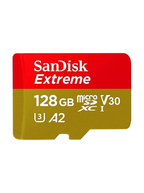 SanDisk Extreme microSD UHS I Card 128GB for 4K Video on Smartphones and Action Cameras (Red/Yellow)