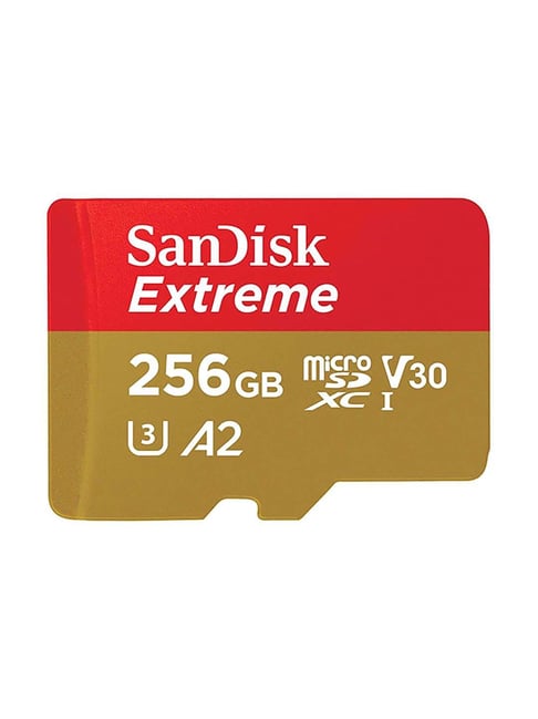 SanDisk Extreme microSD UHS I Card 256GB for 4K Video on Smartphones and Action Cameras (Red/Yellow)