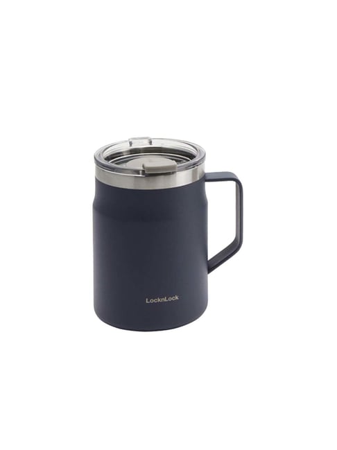 Lock Lock Navy Stainless Steel Insulated Metro Mug with Handle And Lid  L)