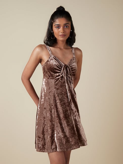 Nuon by Westside Brown Velveteen Dress Price in India