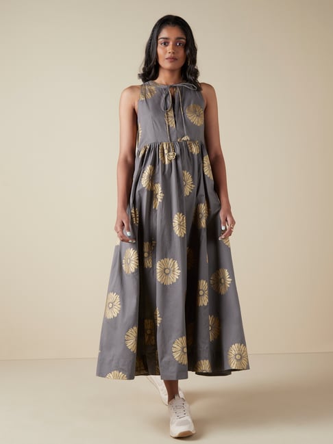 Bombay Paisley by Westside Grey Fit-and-Flare Dress Price in India