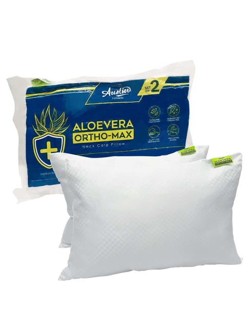 Bianca Aloevera Ortho-Max White Fabric 180 TC Pillow - Set of 2