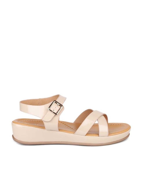 Inc 5 Women's Beige Ankle Strap Wedges