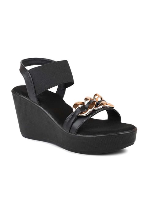 Black platform wedge online sandals