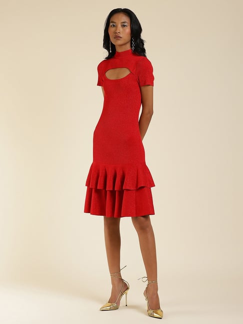 Red Tylen crystal midi dress - women - ALEX PERRY - divincenzoboutique.com