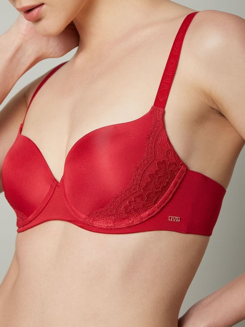 Vero Moda Intimates Maroon Lace Half Coverage Bra