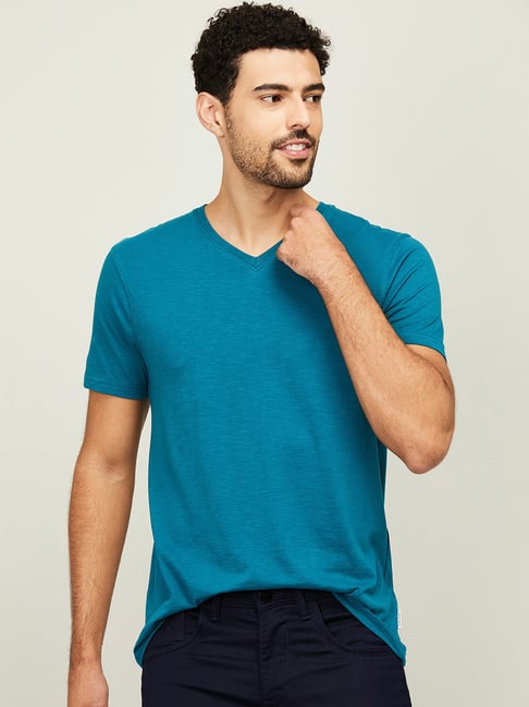 Fame Forever by Lifestyle Blue Cotton Regular Fit T-Shirt