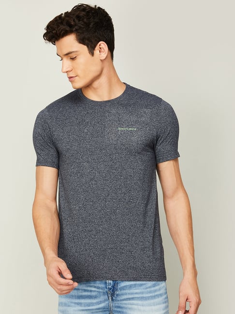 Bossini Grey Cotton Regular Fit T-Shirt