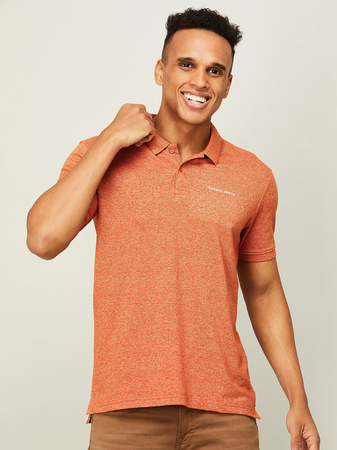 Bossini Rust Cotton Regular Fit Polo T-Shirt