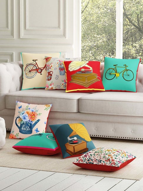 SEJ by Nisha Gupta Multicolor Polyester Cushion Cover - Set of 8-picture-39