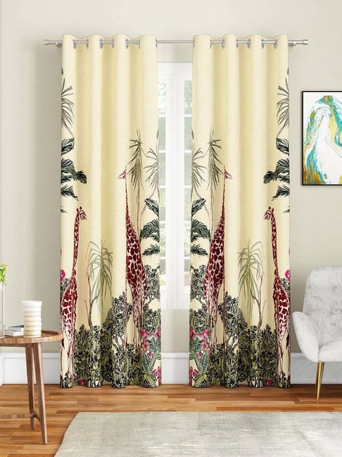 SEJ by Nisha Gupta Cream Polyester 7 Ft. Door Curtain - Set of 2-picture-28
