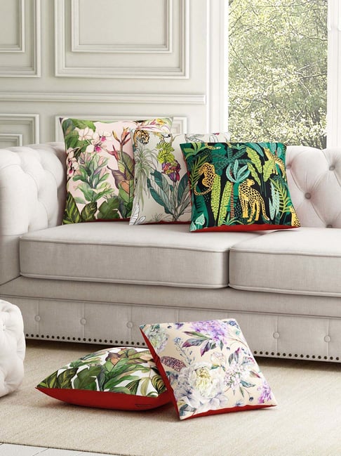 SEJ by Nisha Gupta Multicolor Polyester Cushion Cover - Set of 5-picture-17