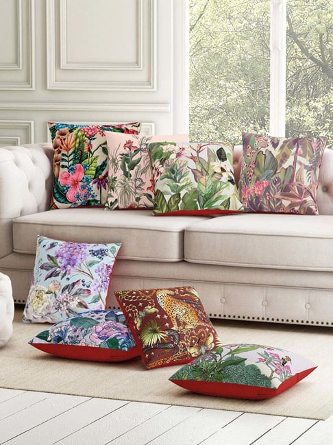 SEJ by Nisha Gupta Multicolor Polyester Cushion Cover - Set of 8-picture-29