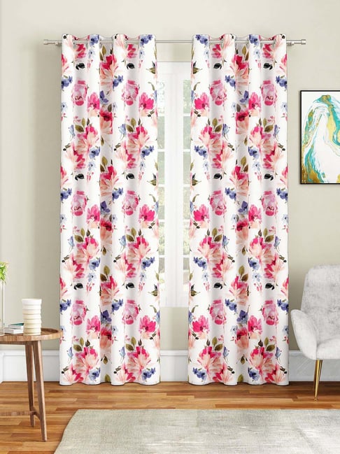 SEJ by Nisha Gupta Off-White Polyester 9 Ft. Long Door Curtain - Set of 2