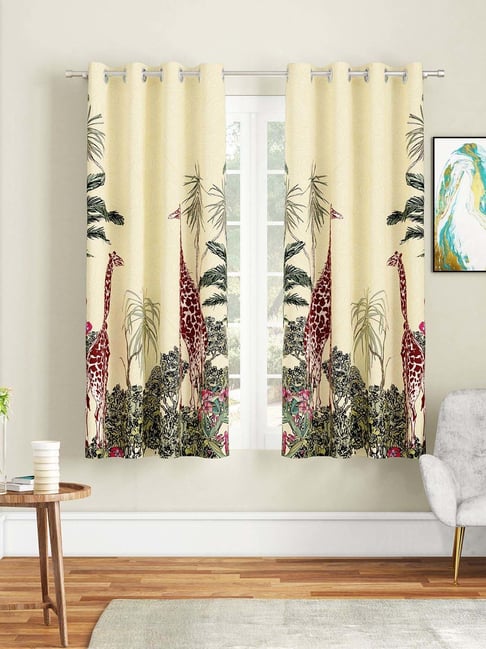 SEJ by Nisha Gupta Cream Polyester 5 Ft. Window Curtain - Set of 2-picture-30