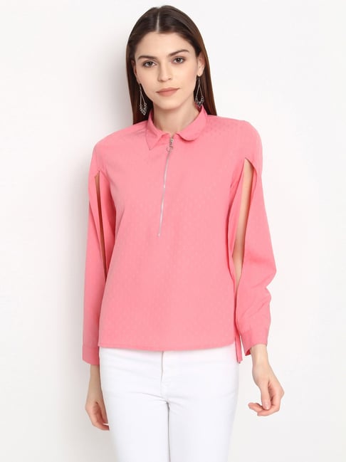 Marie Claire Pink Self Design Top