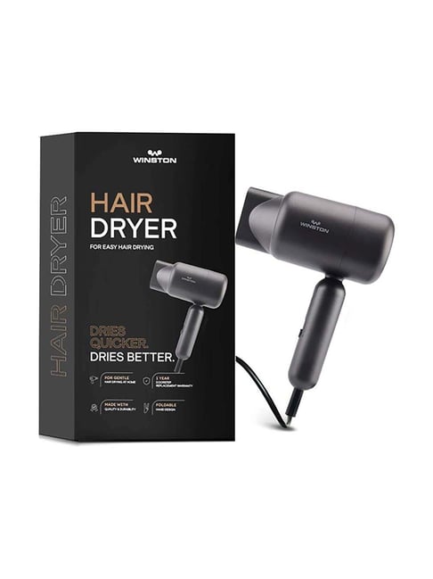 WINSTON Foldable Hair Dryer Hot & Cool Air Modes Multiple Speed Gears Hair Styler (1200 Watt Grey)