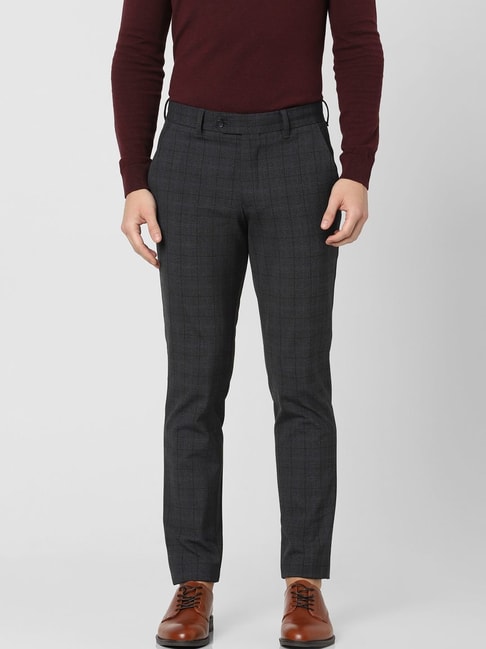 Check Formal Trousers In Charcoal B95 Crash