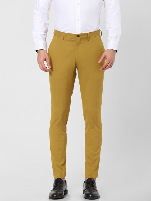 Buy Hangup Men Yellow Smart Regular Fit Solid Formal Trousers  Trousers  for Men 9302077  Myntra