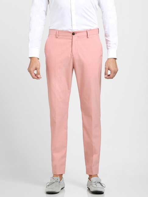 Buy Regular Fit Men Trousers Pink Poly Cotton Blend for Best Price  Reviews Free Shipping