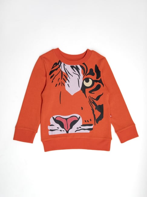 Nino Bambino Kids Orange Printed Full Sleeves Sweatshirt-picture-15