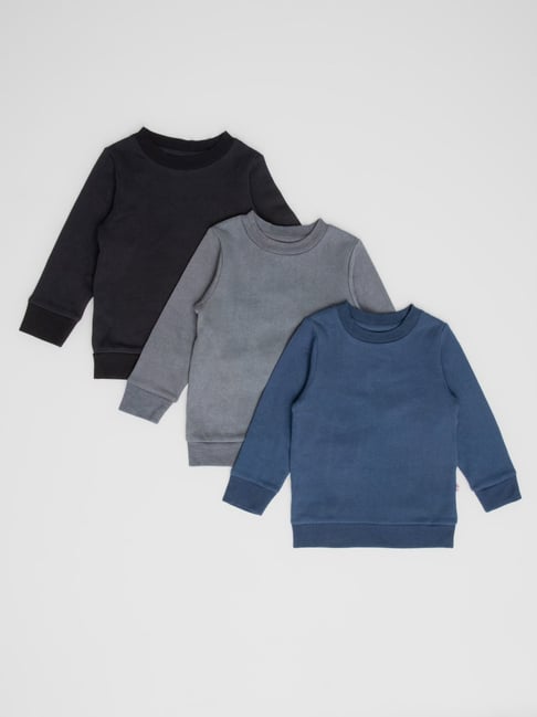 Nino Bambino Kids Multicolor Solid Full Sleeves Sweatshirt (Pack Of 3)-picture-25
