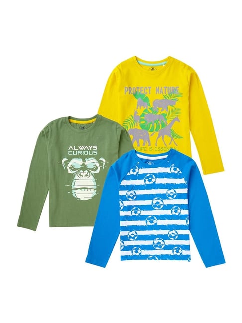 Cub McPaws Kids Multicolor Cotton Printed Full Sleeves T-Shirt (Pack of 3)-picture-40