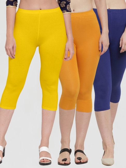High Waist Rupa Softline Yellow Capri Leggings, Casual Wear, Slim Fit at Rs  359 in Barabanki