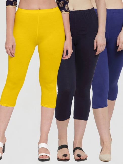 Buy online Gracit Women's Capri Leggings Combo from Capris