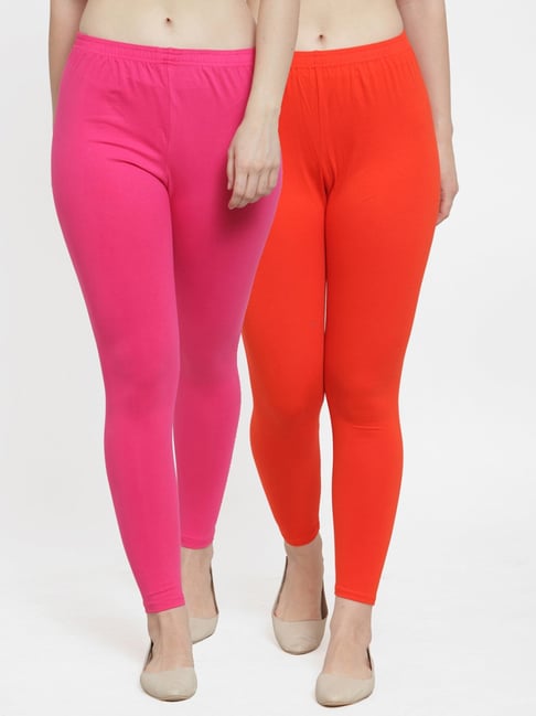 Go Color leggings combo of 2 (Orange & Pink)