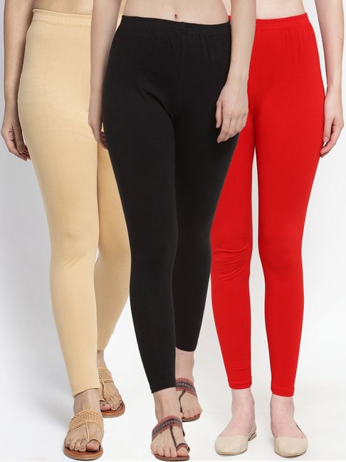 Buy online Women Solid Leggings Combo from Capris & Leggings for