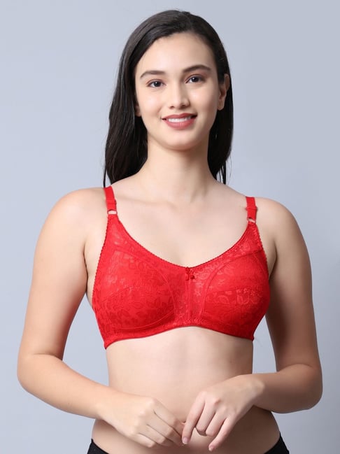 Buy Gracit Red & Pink Self Pattern Bra - Pack Of 2 for Women
