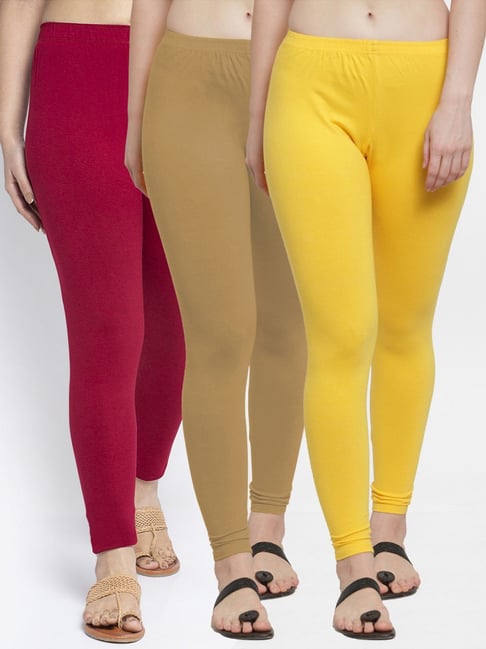 Buy Mustard Maroon Regular Fit Leggings for Women Online @ Tata CLiQ