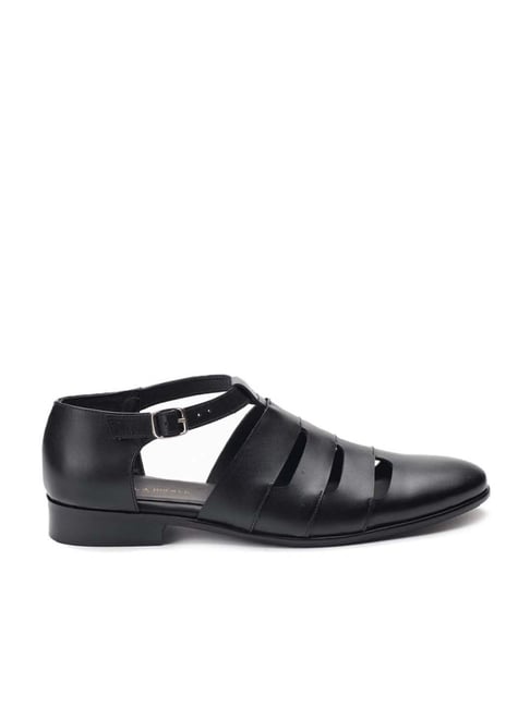 Men's Two-Strap Leather Sandal - Aviv Black – Jerusalem Sandals