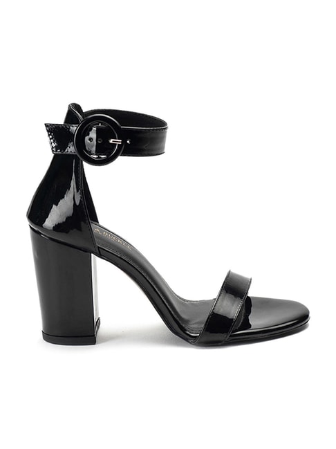 LIMITED COLLECTION Black Padded Strap Heeled Sandals In Extra Wide EEE Fit  | Yours Clothing