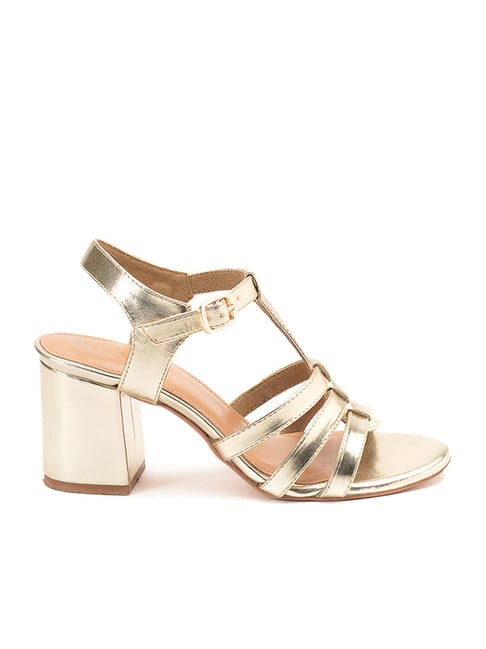 Buy online Gold Solid Gladiators Block Heel Sandal from heels for Women by  Clog London for ₹1799 at 29% off | 2024 Limeroad.com