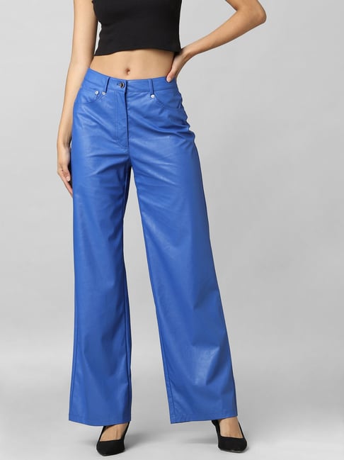 Buy Only Blue Regular Fit Flared High Rise Pants for Women Online @ Tata  CLiQ