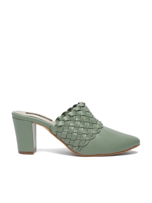 Flat N Heels Women's Green Mule Shoes