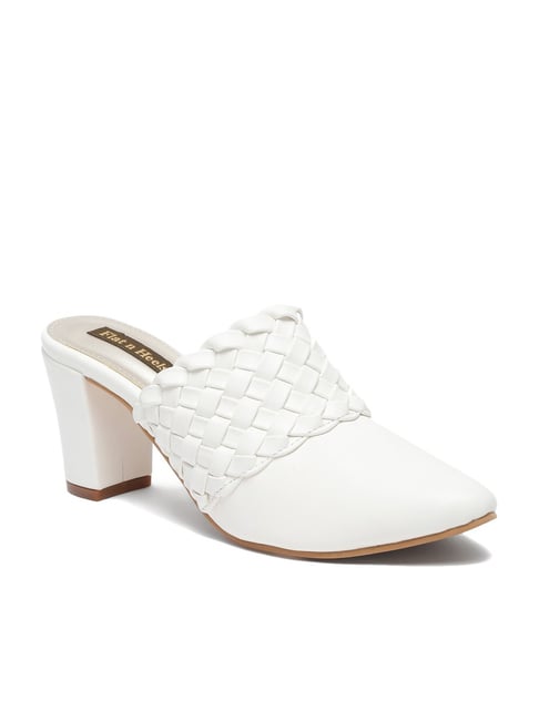 White discount mule pumps