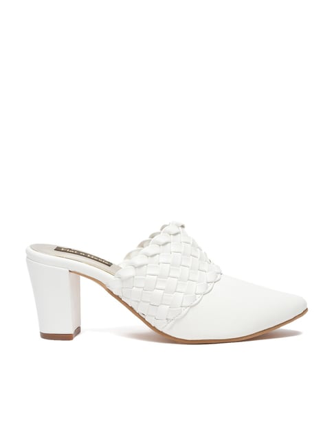 Flat N Heels Women's White Mule Shoes