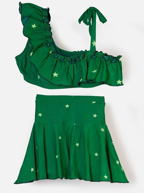 Cukoo Kids Green & White Printed Top set