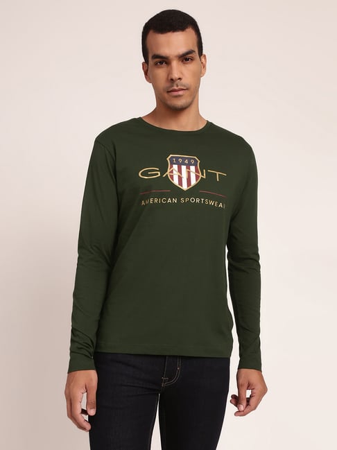 Buy GANT Dark Green Cotton Regular Fit T-Shirt for Men's Online