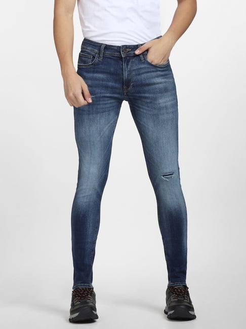 Jack & Jones Dark Blue Skinny Fit Low Rise Jeans