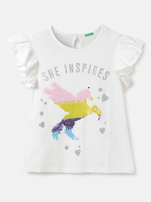 United Colors of Benetton Kids White Embellished Top