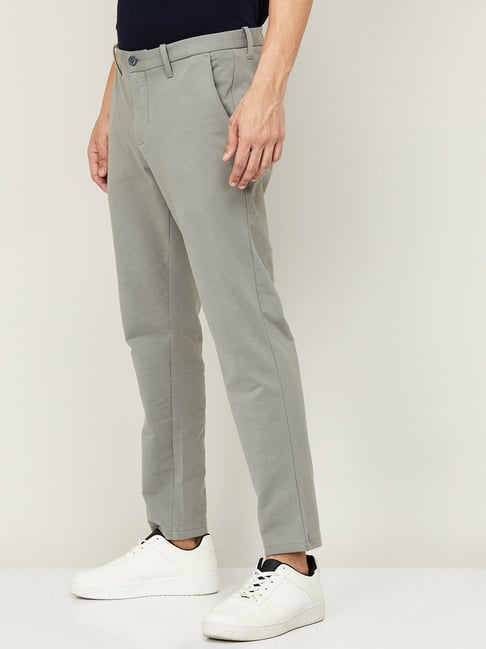 Buy Men Grey Slim Fit Textured Casual Trousers Online - 720554 | Allen Solly